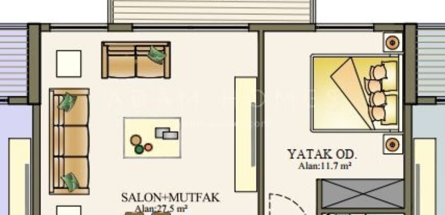 Апартаменты 1+1 в районе Алсанджак